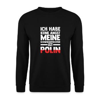 Ich habe keine Angst meine Schwiegertochter ist Po - Unisex Pullover - Schwarz - Vorne - Alina (178cm) & Michal (187cm)
