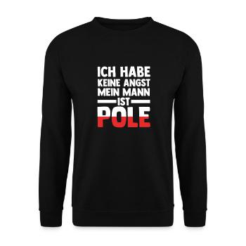 Ich habe keine Angst mein Mann ist Pole - Unisex Pullover - Schwarz - Vorne - Alina (178cm) & Michal (187cm)
