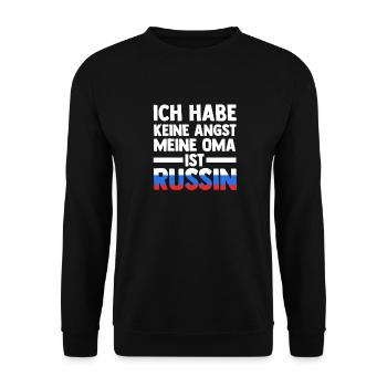 Ich habe keine Angst meine Oma ist Russin - Unisex Pullover - Schwarz - Vorne - Alina (178cm) & Michal (187cm)