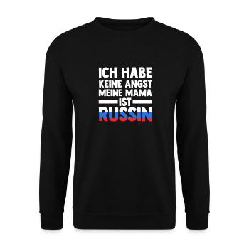 Ich habe keine Angst meine Mama ist Russin - Unisex Pullover - Schwarz - Vorne - Alina (178cm) & Michal (187cm)