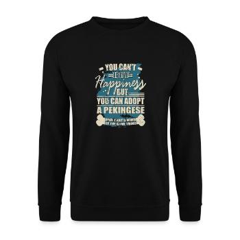 Glück kann man kaufen. Pekinese - Unisex Pullover - Schwarz - Vorne - Alina (178cm) & Michal (187cm)