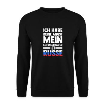 Ich habe keine Angst mein Schwiegervater ist Russe - Unisex Pullover - Schwarz - Vorne - Alina (178cm) & Michal (187cm)