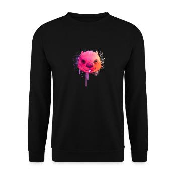 Farbiges, künstlerisches Wombat-Design, - Unisex Pullover - Schwarz - Vorne - Alina (178cm) & Michal (187cm)