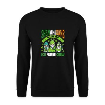 Manigances avec mon équipe d’infirmières aux soins intensifs - Sweat-shirt Unisexe - noir - Devant - Alina (178cm) & Michal (187cm)