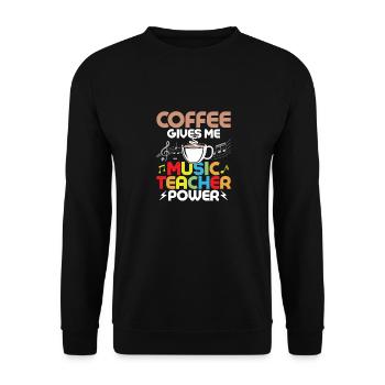 Le café me donne des instruments de puissance de professeur de musique Ed - Sweat-shirt Unisexe - noir - Devant - Alina (178cm) & Michal (187cm)