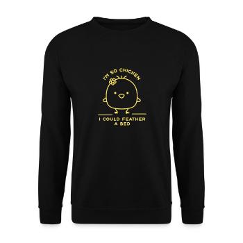 Je suis tellement poulet que je pourrais plumer un lit drôle de poulet - Sweat-shirt Unisexe - noir - Devant - Alina (178cm) & Michal (187cm)