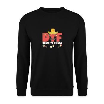DTF Down To Fiesta Funny Mexican Sombrero Cinco - Unisex Pullover - Schwarz - Vorne - Alina (178cm) & Michal (187cm)