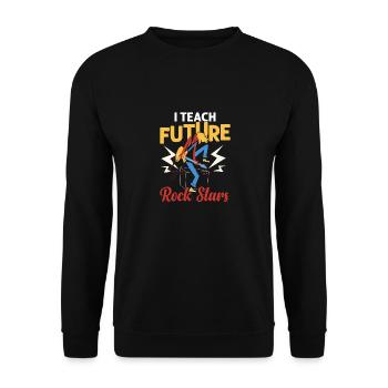 I Teach Future Rock Stars School Music Teacher - Unisex Pullover - Schwarz - Vorne - Alina (178cm) & Michal (187cm)