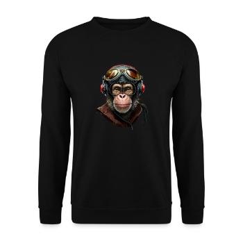 Schimpanse - Affe - Unisex Pullover - Schwarz - Vorne - Alina (178cm) & Michal (187cm)