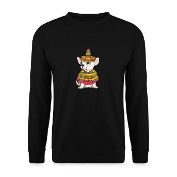 Mexikanischer Chihuahua Hundeliebhaber Sombrero - Unisex Pullover - Schwarz - Vorne - Alina (178cm) & Michal (187cm)
