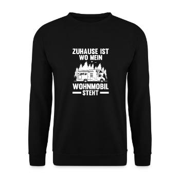 Zuhause ist wo mein Wohnmobil steht - Unisex Pullover - Schwarz - Vorne - Alina (178cm) & Michal (187cm)