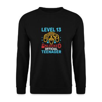 Abschlag zum 13. Geburtstag. Level 13 freigeschaltet - Unisex Pullover - Schwarz - Vorne - Alina (178cm) & Michal (187cm)