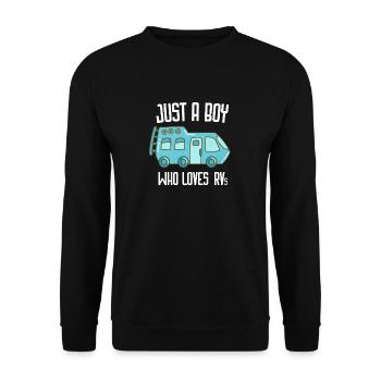 Just A Boy Who Loves RVs Shirt, RV T Shirt, Rv Gif - Unisex Sweatshirt - black - Front - Alina (178cm) & Michal (187cm)