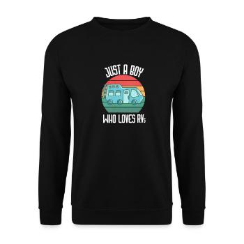Just A Boy Who Loves RVs Shirt, RV T Shirt, Rv Gif - Unisex Sweatshirt - black - Front - Alina (178cm) & Michal (187cm)