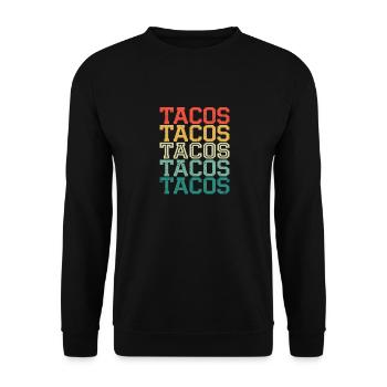 Retro Tacos Cinco de Mayo Taco Dienstag Vintage - Unisex Pullover - Schwarz - Vorne - Alina (178cm) & Michal (187cm)