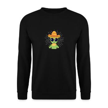Alien Eating Taco Cinco De Mayo UFO Mexiko Flagge - Unisex Pullover - Schwarz - Vorne - Alina (178cm) & Michal (187cm)