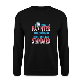 Si vous sortez avec un peintre, levez la main drôle - Sweat-shirt Unisexe - noir - Devant - Alina (178cm) & Michal (187cm)