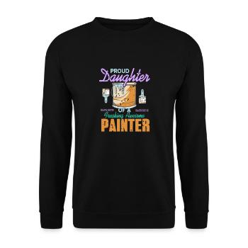 Fière fille d’un peintre rétro génial - Sweat-shirt Unisexe - noir - Devant - Alina (178cm) & Michal (187cm)