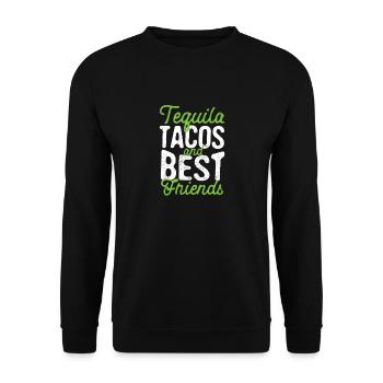 Tequila Tacos und beste Freunde Taco Dienstag - Unisex Pullover - Schwarz - Vorne - Alina (178cm) & Michal (187cm)