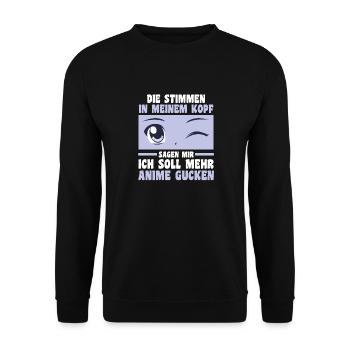 Anime - Unisex Pullover - Schwarz - Vorne - Alina (178cm) & Michal (187cm)