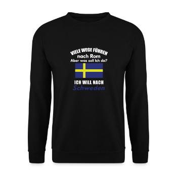 Lustiges Schweden Urlaub Reise Skandinavien - Unisex Pullover - Schwarz - Vorne - Alina (178cm) & Michal (187cm)