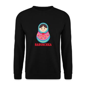 Matryoschka Bande Puppe Babuschka Russisches - Unisex Pullover - Schwarz - Vorne - Alina (178cm) & Michal (187cm)
