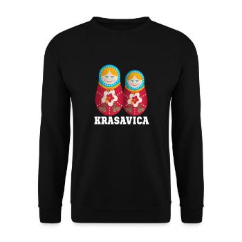 Matryoschka Krasavica Babuschka Russin Geschenk - Unisex Pullover - Schwarz - Vorne - Alina (178cm) & Michal (187cm)