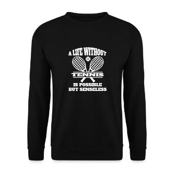 Tennisverein Tennisspieler Tennisliebhaber Tennis - Unisex Pullover - Schwarz - Vorne - Alina (178cm) & Michal (187cm)
