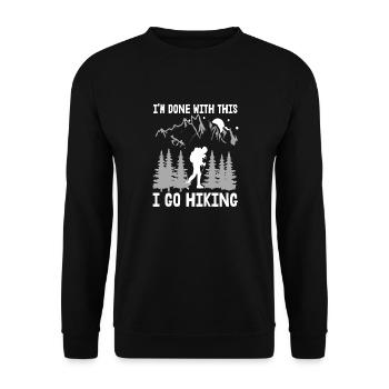 Lustiges Wandercamping -T -Shift Für Wanderer Und - Unisex Pullover - Schwarz - Vorne - Alina (178cm) & Michal (187cm)