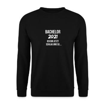 Bachelor Uni Abschluss Bestanden 2021 Geschenk - Unisex Pullover - Schwarz - Vorne - Alina (178cm) & Michal (187cm)