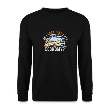 I look like I'm going economy first - Unisex Sweatshirt - black - Front - Alina (178cm) & Michal (187cm)