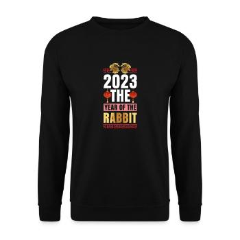 2023 Das Jahr des Kaninchens Chinesischer Tierkreis - Unisex Pullover - Schwarz - Vorne - Alina (178cm) & Michal (187cm)