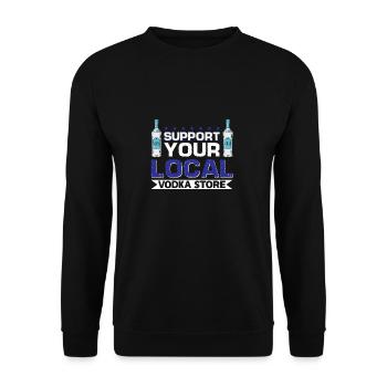 Unterstützen Sie Ihren lokalen Wodka-Shop - Unisex Pullover - Schwarz - Vorne - Alina (178cm) & Michal (187cm)