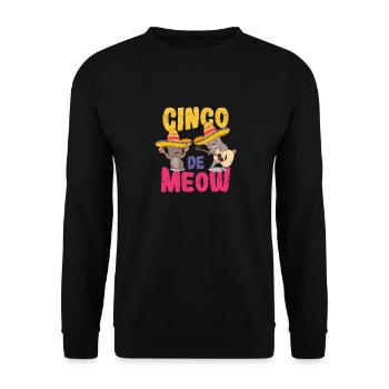Cinco De Meow Mayo Fiesta Mexikanische Katze - Unisex Pullover - Schwarz - Vorne - Alina (178cm) & Michal (187cm)