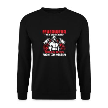 Feuerwehr Hier Um Deinen Arsch Zu Retten Nicht Zu - Unisex Pullover - Schwarz - Vorne - Alina (178cm) & Michal (187cm)