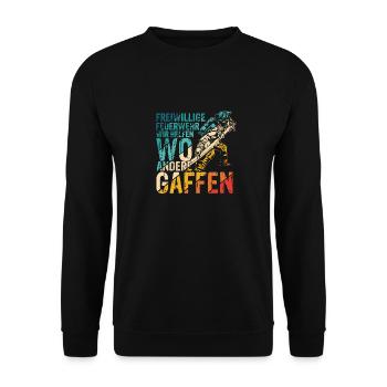Freiwillige Feuerwehr Wir Helfen Wo Andere Gaffen - Unisex Pullover - Schwarz - Vorne - Alina (178cm) & Michal (187cm)