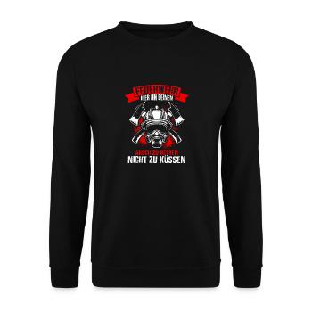 Freiwillige Feuerwehr Berufsfeuerwehr Feuerwehrleu - Unisex Pullover - Schwarz - Vorne - Alina (178cm) & Michal (187cm)