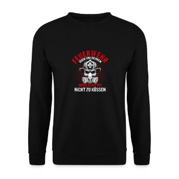Freiwillige Feuerwehr Berufsfeuerwehr Geschenk Feu - Unisex Pullover - Schwarz - Vorne - Alina (178cm) & Michal (187cm)