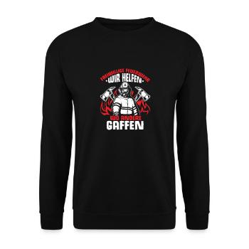 Freiwillige Feuerwehr Feuerwehrfest Retter Feuerwe - Unisex Pullover - Schwarz - Vorne - Alina (178cm) & Michal (187cm)