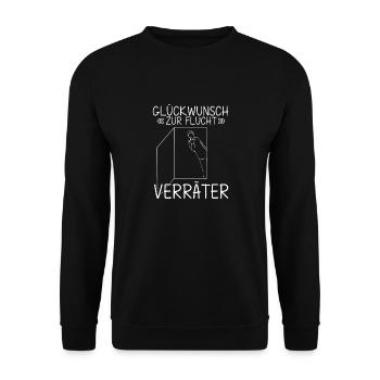 Jobwechsel Abschied Verabschiedung Kollege Verräte - Unisex Pullover - Schwarz - Vorne - Alina (178cm) & Michal (187cm)