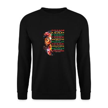 Dream Lead Women Juneteenth Mois de l’histoire des Noirs - Sweat-shirt Unisexe - noir - Devant - Alina (178cm) & Michal (187cm)