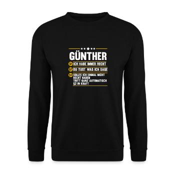 Günther - Unisex Pullover - Schwarz - Vorne - Alina (178cm) & Michal (187cm)
