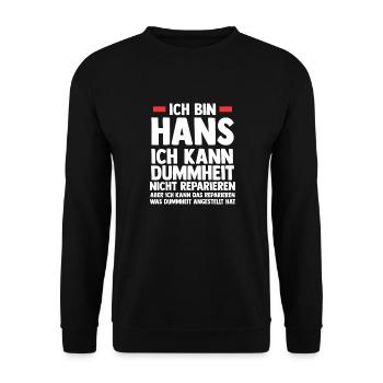Hans - Unisex Pullover - Schwarz - Vorne - Alina (178cm) & Michal (187cm)