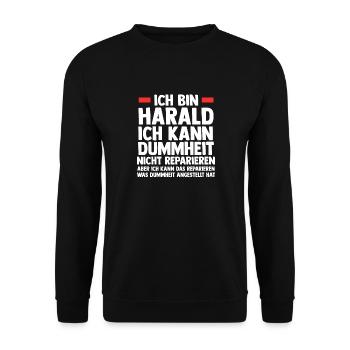 Harald - Unisex Pullover - Schwarz - Vorne - Alina (178cm) & Michal (187cm)