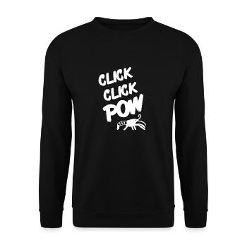CLICK CLICK POW Retro Funny Pistol Shrimp Designs - Unisex Sweatshirt - black - Front - Alina (178cm) & Michal (187cm)
