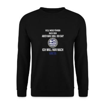 Kreta Urlaub Fernweh Reise Spruch Griechisch - Unisex Pullover - Schwarz - Vorne - Alina (178cm) & Michal (187cm)