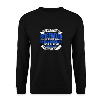 Ich Bin Stolzer Stiefvater Einer Tollen Stieftocht - Unisex Pullover - Schwarz - Vorne - Alina (178cm) & Michal (187cm)