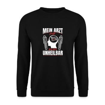 Mein Arzt sagt es ist unheilbar Tuning Boost - Unisex Pullover - Schwarz - Vorne - Alina (178cm) & Michal (187cm)