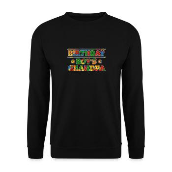 Geburtstagskind Opa Bauklötze - Unisex Pullover - Schwarz - Vorne - Alina (178cm) & Michal (187cm)