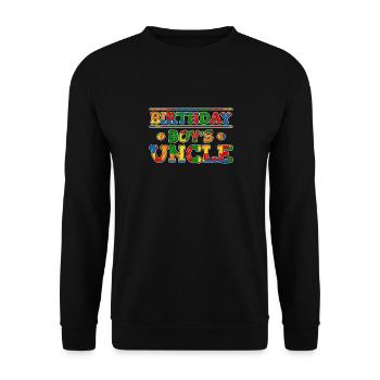 Uncle of the birthday boy Bauklötze - Unisex Sweatshirt - black - Front - Alina (178cm) & Michal (187cm)